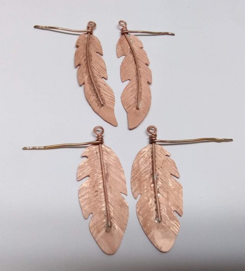 Judy Larson's Copper Feather Earrings - , Metalwork, Butane Torch, Soldering, Solder, copper feather earrings